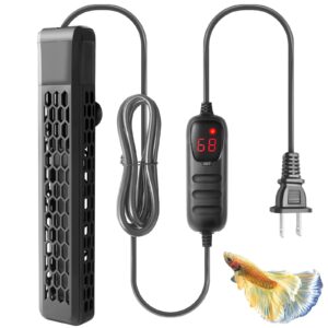 hitop aquarium ptc heater with controller: 200w 300w 400w digital heater for fish tank and turtle tank 40-100gallon, with protective cover