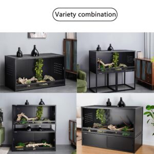 PVC Reptile Enclosure 48"x24"x24"Reptile Terrarium 120 Gallon Large Tank for Bearded Dragon Lizard Snake, Wide Breeding Lounge Vivarium Area with Sliding Doors Lock (2pcs-Black Panels)