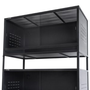 PVC Reptile Enclosure 48"x24"x24"Reptile Terrarium 120 Gallon Large Tank for Bearded Dragon Lizard Snake, Wide Breeding Lounge Vivarium Area with Sliding Doors Lock (2pcs-Black Panels)