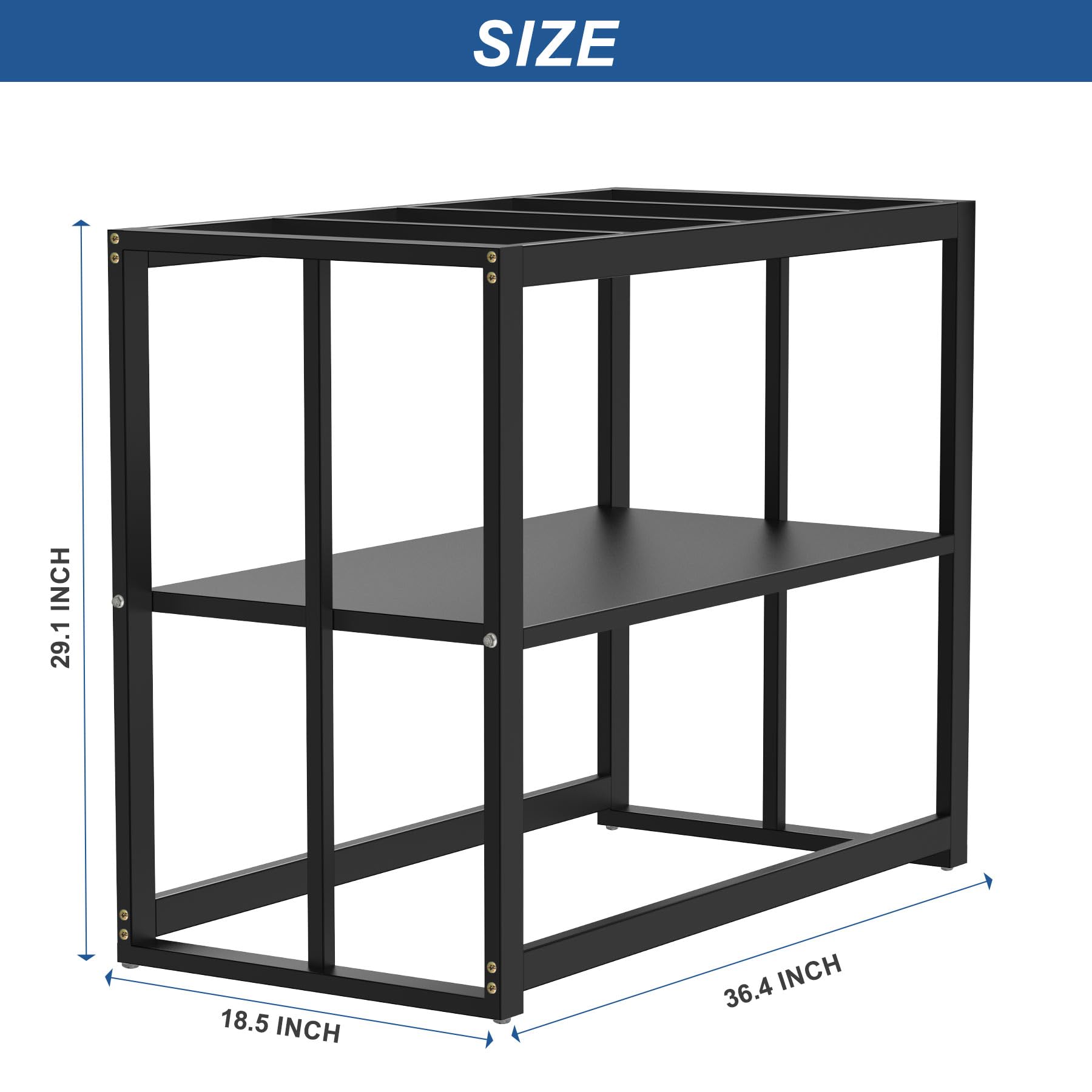 Akenow Fish Tank Stand 40 Gallon,Turtle Tank, Double Layer Metal Aquarium Stand with Storage, Turtle Tank/Reptile Terrariums 36.4" x 18.5" x 29.1"