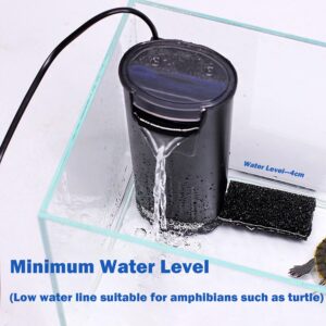 PUEUTU Upgraded Turtle Tank Filter, Aquarium Internal Filter Fish Tank Filter for 5 to 40 Gallon Ultra Silent Fast and Effective filtration Waterfall Filter (Filter)