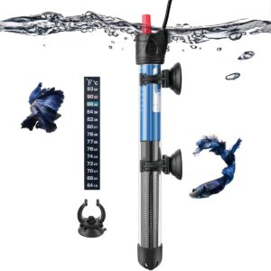 fedour 50w 100w 300w submersible aquarium heater, adjustable glass water heater for 5 – 70 gallon fish and turtle tank (100w)