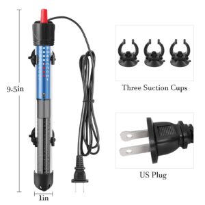 FEDOUR 50W 100W 300W Submersible Aquarium Heater, Adjustable Glass Water Heater for 5 – 70 Gallon Fish and Turtle Tank (100W)