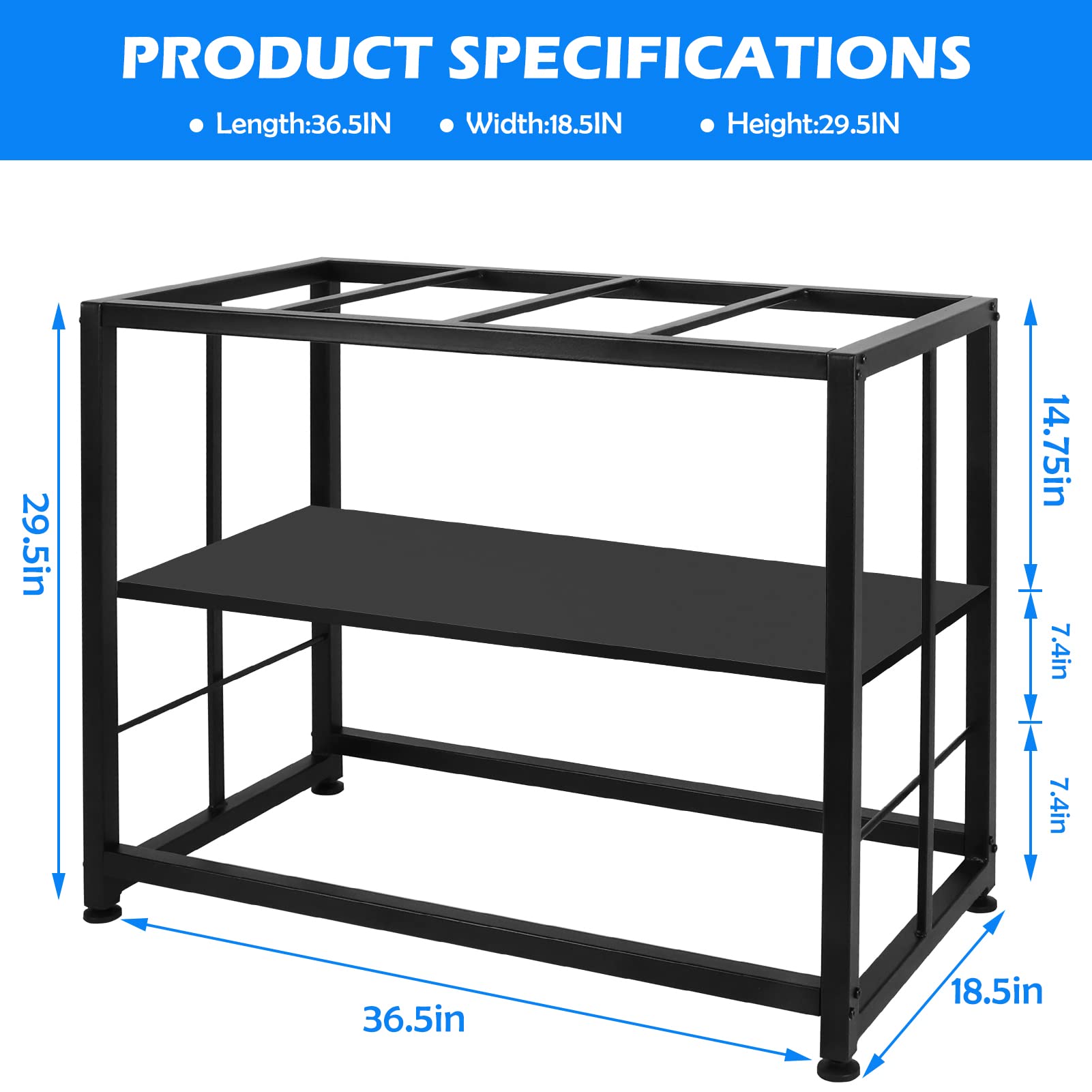 ZOMOFEW Metal Aquarium Stand, 40 Gallon Fish Tank Stand , Double-Layer Detachable Design, Easy To Assemble,Suitable for Home Fish Tank, Landscape Fish Tank And Oceanarium（Tank not included）