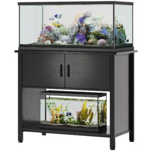 Xilingol 40-50 Gallon Aquarium Stand, Fish Tank Stand with Cabinet for Fish Accessories Storage, Heavy Duty Metal Frame, 990LBS Capacity, Turtle Tank, Reptile Terrariums and Breeder Tank Stand, Black