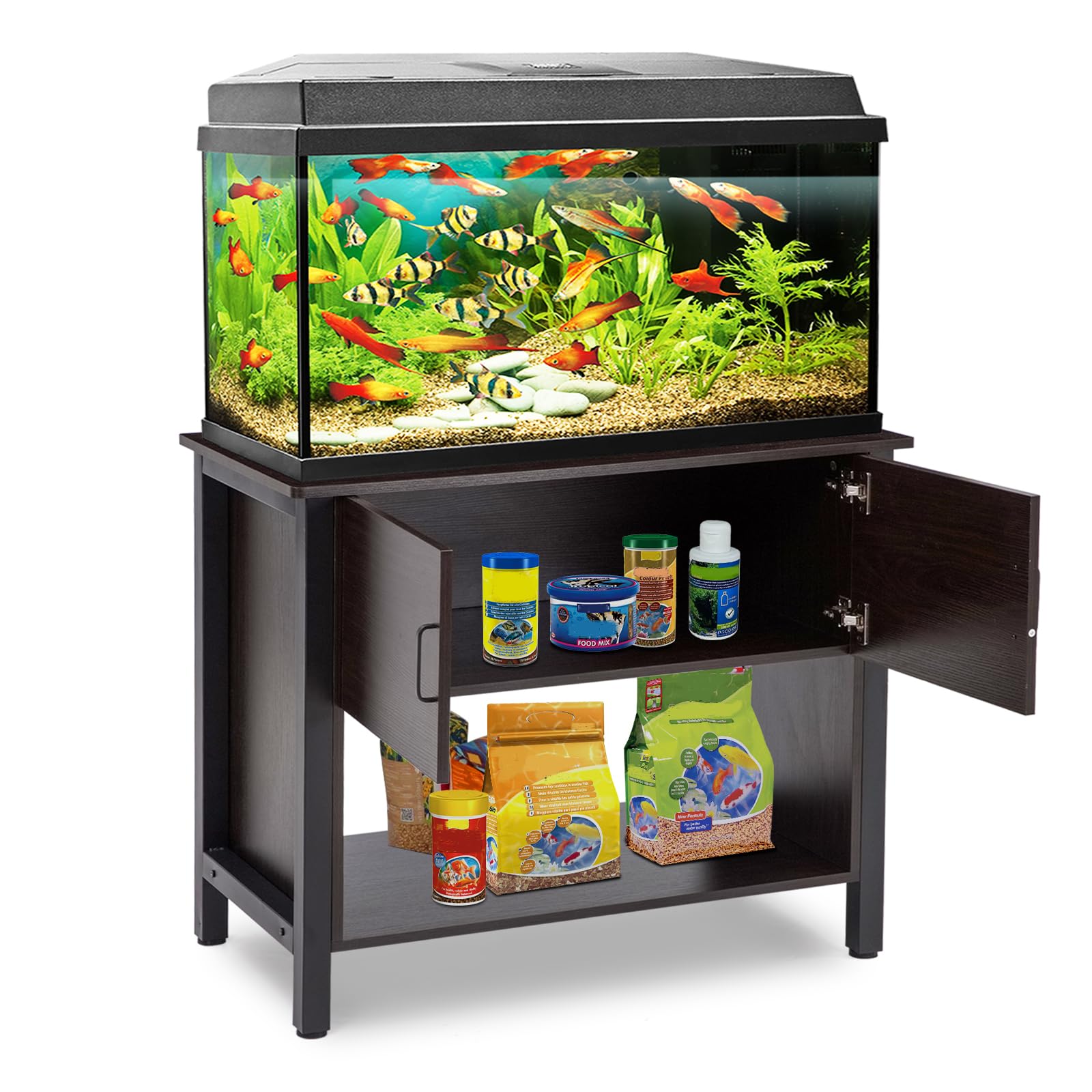 SLifet Aquarium Stand,Metal Fish Tank Stand with Cabinet,40 Gallon, for Fish Tank Accessories Storage,36.6" x 18.9" x 30.7" ,Turtle/ Reptile Terrariums（Aquarium Not Included）