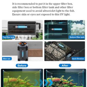 KINGYEENUO Aquarium Clean Light, 9W Submersible Aquarium Light, Fish Tank Clean Light with Timer, Submersible Waterproof Lamp for Filter Tank Sump Swim Pool