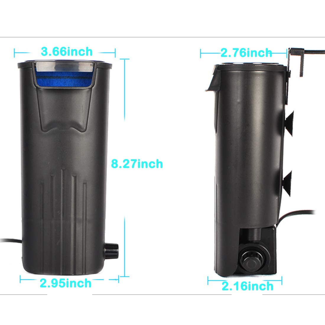 Aquarium Turtle Filter Waterfall Flow Water Clean Pump Bio-Filtration for Reptiles Tank Low Level Waterfall Filter for Small Fish Tank Turtle Tank Shrimp Amphibian Frog Crab (600L/H Aquarium Filter)