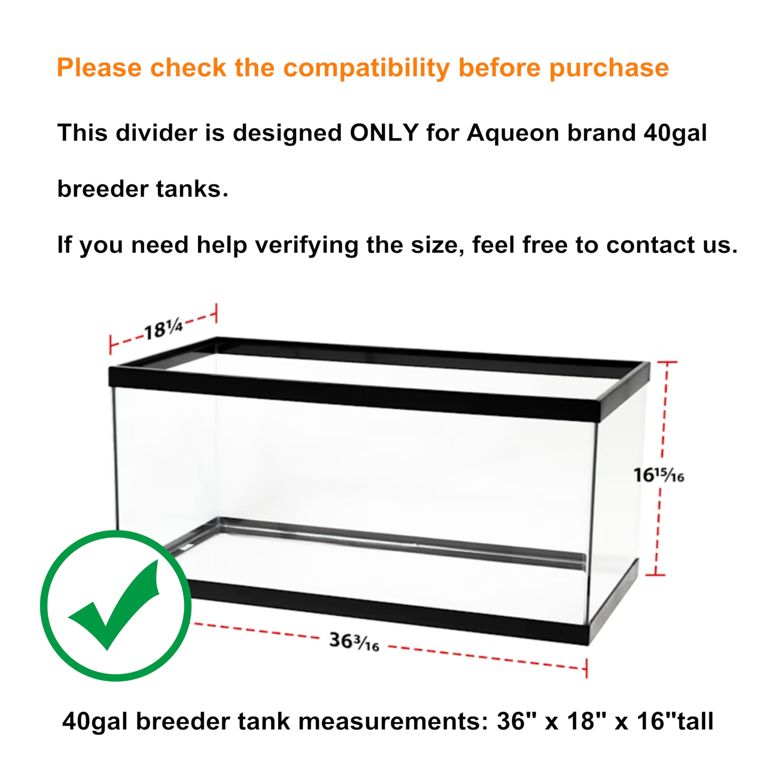 Acrylic Aquarium Divider Kit 5.5/10 / 20L / 20H / 29 / 40B / 55/75 / 125gal Fish Tank with Suction Cups