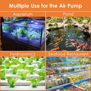 AquaMiracle Aquarium Air Pump 160GPH 0.02MPa 5W Quiet Fish Tank Air Pump Aquarium Bubbler Hydroponics Air Pump Oxygen Pump Pond Aerator for up to 300 Gallon Water