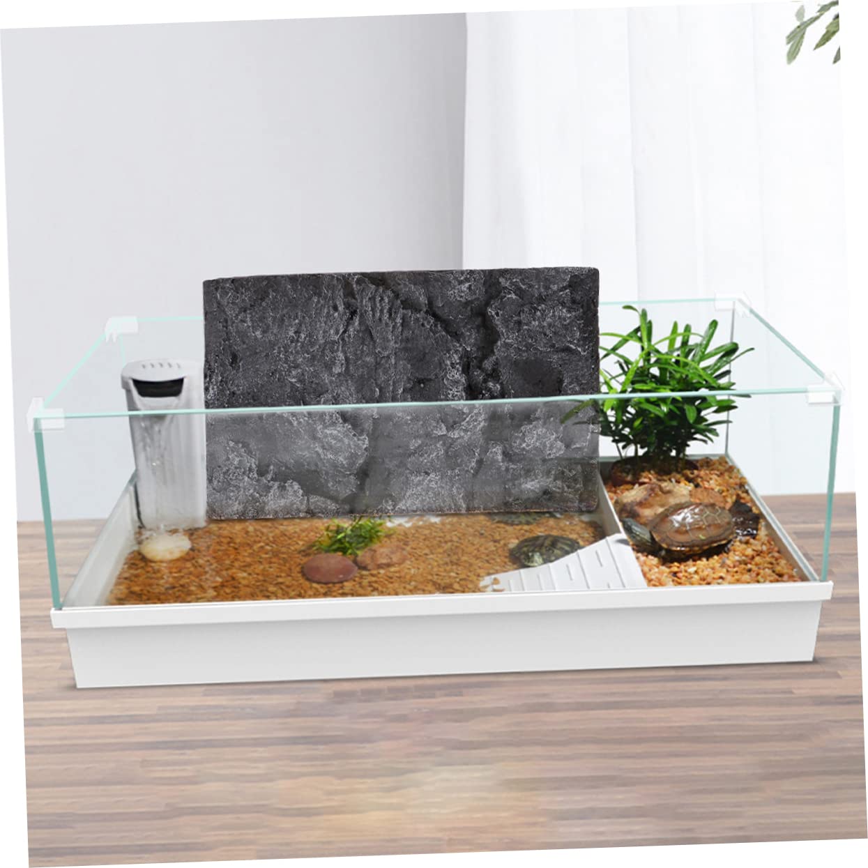 POPETPOP Slate Rock 2pcs Reptile Box Backdrop Fish Stand Aquarium Rocks Terrarium Background Terrarium Backdrop Terrarium Reptichip Snake Enclosure Background Turtle Pu 3D Reptile