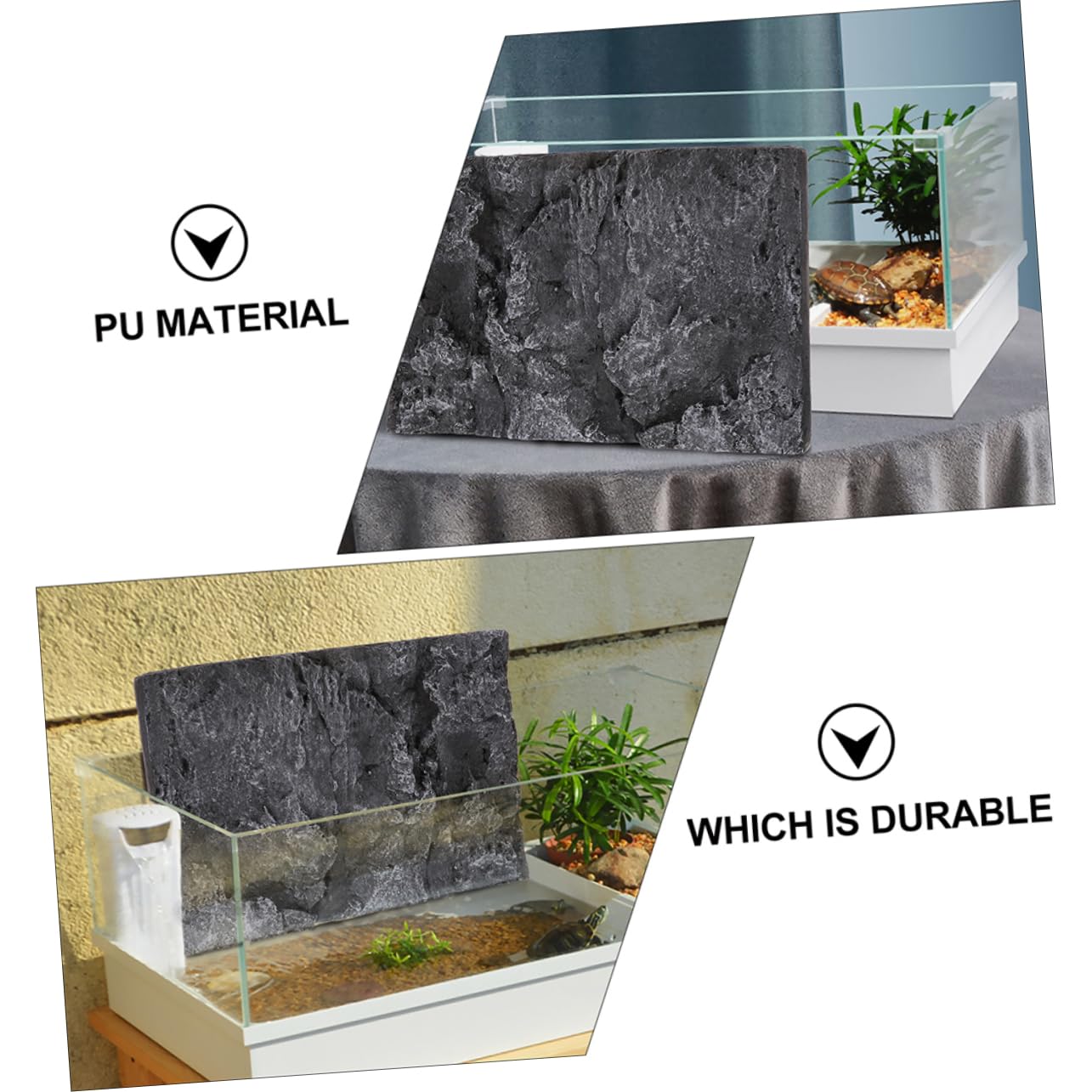 POPETPOP Slate Rock 2pcs Reptile Box Backdrop Fish Stand Aquarium Rocks Terrarium Background Terrarium Backdrop Terrarium Reptichip Snake Enclosure Background Turtle Pu 3D Reptile