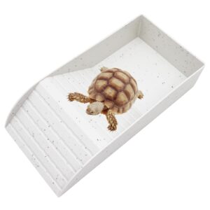 Tortoise Water Pool with Climbing Ramp, Turtle Climbing Toy, Reptile Habitat, Reptile Tank Supplies, Aquarium Cage Accessories for Reptiles Amphibians 12 × 6 × 2.4"