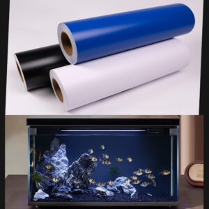 SB little Aquarium Background Sticker Decoration for 20-30 Gallon Fish Tanks, Black Blue White (17x34in / 43x87cm) (Black)