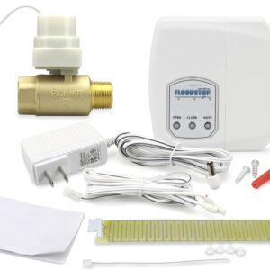 FloodStop Water Heater Leak Detector Kit with Automatic Water Shut-Off and Visual/Audible Alarms, 3/4" NPT MIP x FIP