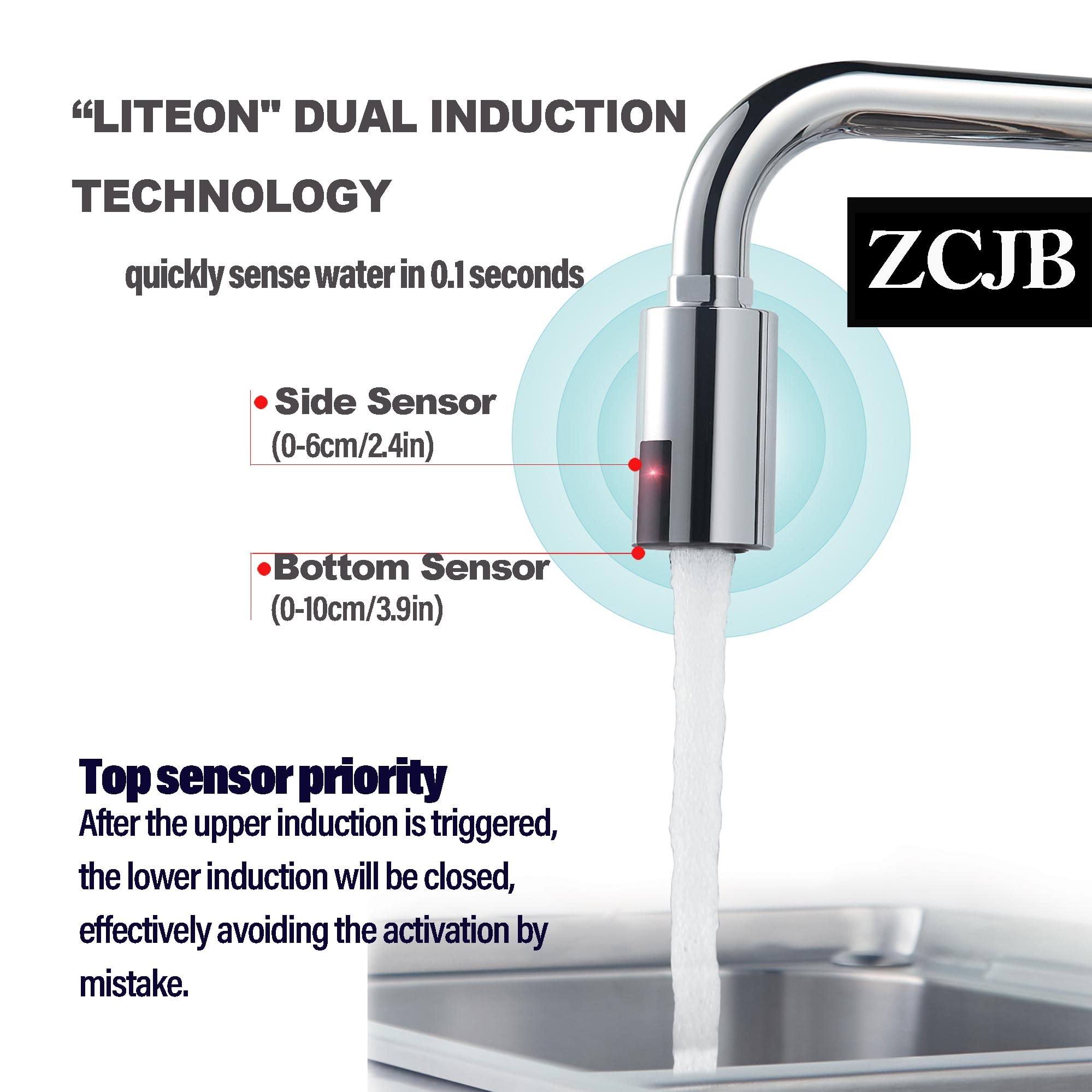 ZCJB Touchless Faucet Adapter for Kitchen Bathroom American Standards Thread First-Class Water Efficiency IPX6 Waterproof