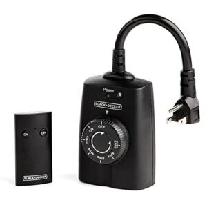 black+decker wireless outdoor timer outlet with remote, 2 grounded outlets, photocell sensor