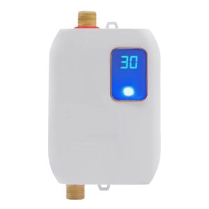 electric water heater-110v small instant hot water heater,under sink plug in tankless water heater on demand with lcd digital display for kitchen sink faucet (white)