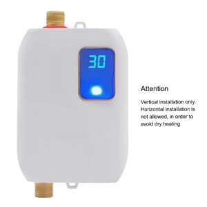 Electric Water Heater-110V Small Instant Hot Water Heater,Under Sink Plug in Tankless Water Heater on Demand with LCD Digital Display for Kitchen Sink Faucet (White)