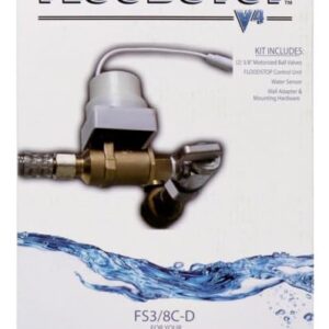 FloodStop Sink Leak Detector Kit with Automatic Water Shut-Off and Visual/Audible Alarms, 3/8" Compression, Hot & Cold Valves