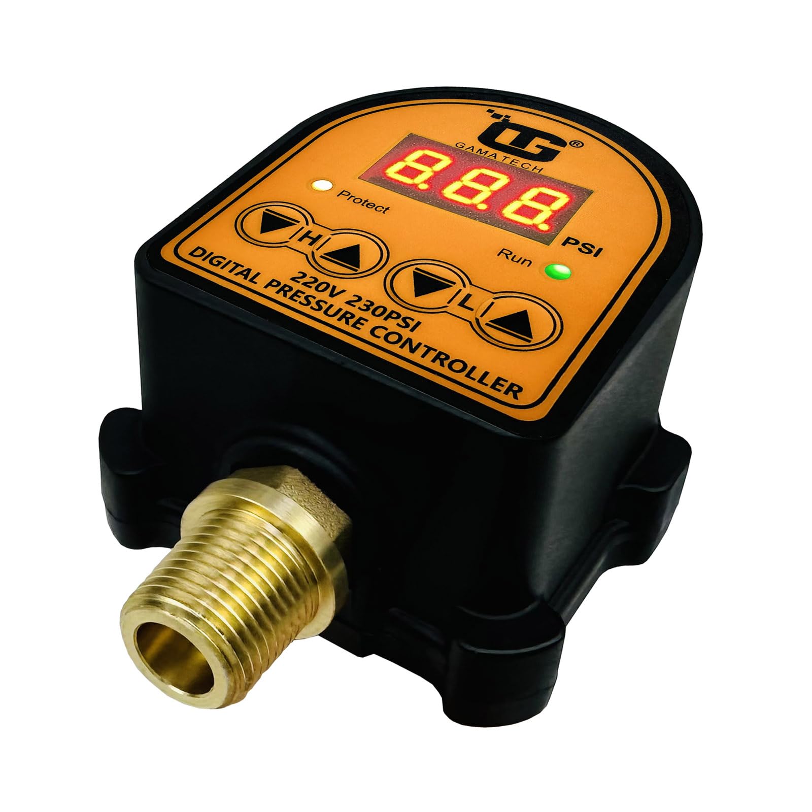 GamaTech Pressure Switch for Water Pump and Air Pump, Digital Adjustable Pressure Controller, 220V, 0-230 Psi,1/2" Male Npt