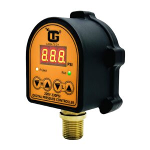 GamaTech Pressure Switch for Water Pump and Air Pump, Digital Adjustable Pressure Controller, 220V, 0-230 Psi,1/2" Male Npt