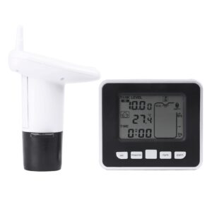 Ultrasonic Level Sensor, Ultrasonic Water Liquid Depth Level Meter Sensor Liquid Level Sensor with Temperature Display 3.3 Inch LED Display Supports Liquid Level High/Low Alarm