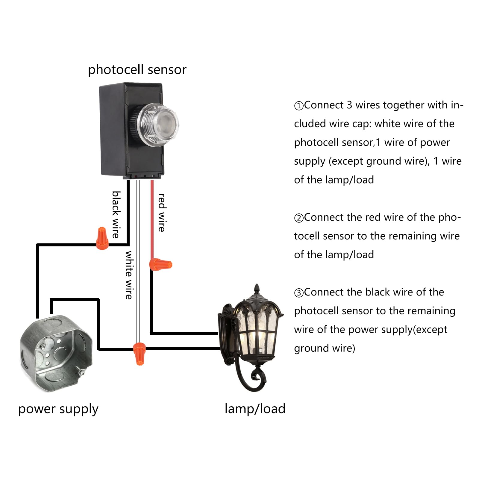 Dusk to Dawn Sensor 2 Packs, Photocell Light Sensor for Outdoor Lighting, 120-277V Photoelectric Switch Replacement with Wire Caps, Hard-Wired Post Eye Light Control Sensor for Post Lamp, Flood Light