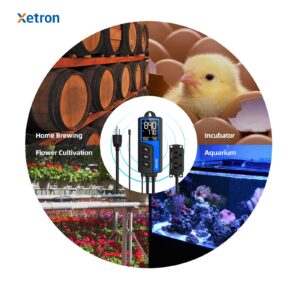 Xetron Temperature Controller Digital with Cooling Heating Pre-Wired Outlet On-Off Thermostat Controller for Freezer Fan Aquarium Reptile Homebrew 110V 10A -40~230°F, STC1000Pro NotWIFI