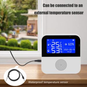 5-in-1 Wi-Fi Smart Temperature and Humidity Meter, 2.9-inch Screen, High-Precision Sensor, APP Control, Brightness Display, Smart Backlight, Temperature Unit Switching, USB Charging