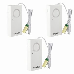 Topvico Water Leak Sensor Detector Flood Alarm for Basement Moisture 120dB Work Alone Battery Operated 3 Packs