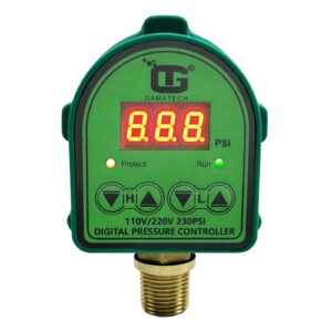 GamaTech 110V/220V Pressure Switch for Water Pump and Air Pump, Digital Adjustable Pressure Controller, 0-230 Psi, 1/2" Male Npt