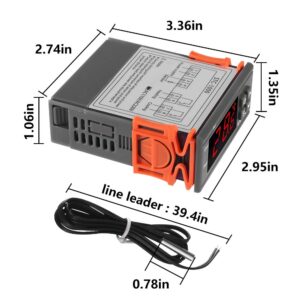 Dorhea STC-1000 Digital Temperature Controller AC 10A 110V-220V Digital LED Temperature Controller Heating Cooling Centigrade Thermostat 2 Relays Output with NTC Sensor Probe(110V/220V)