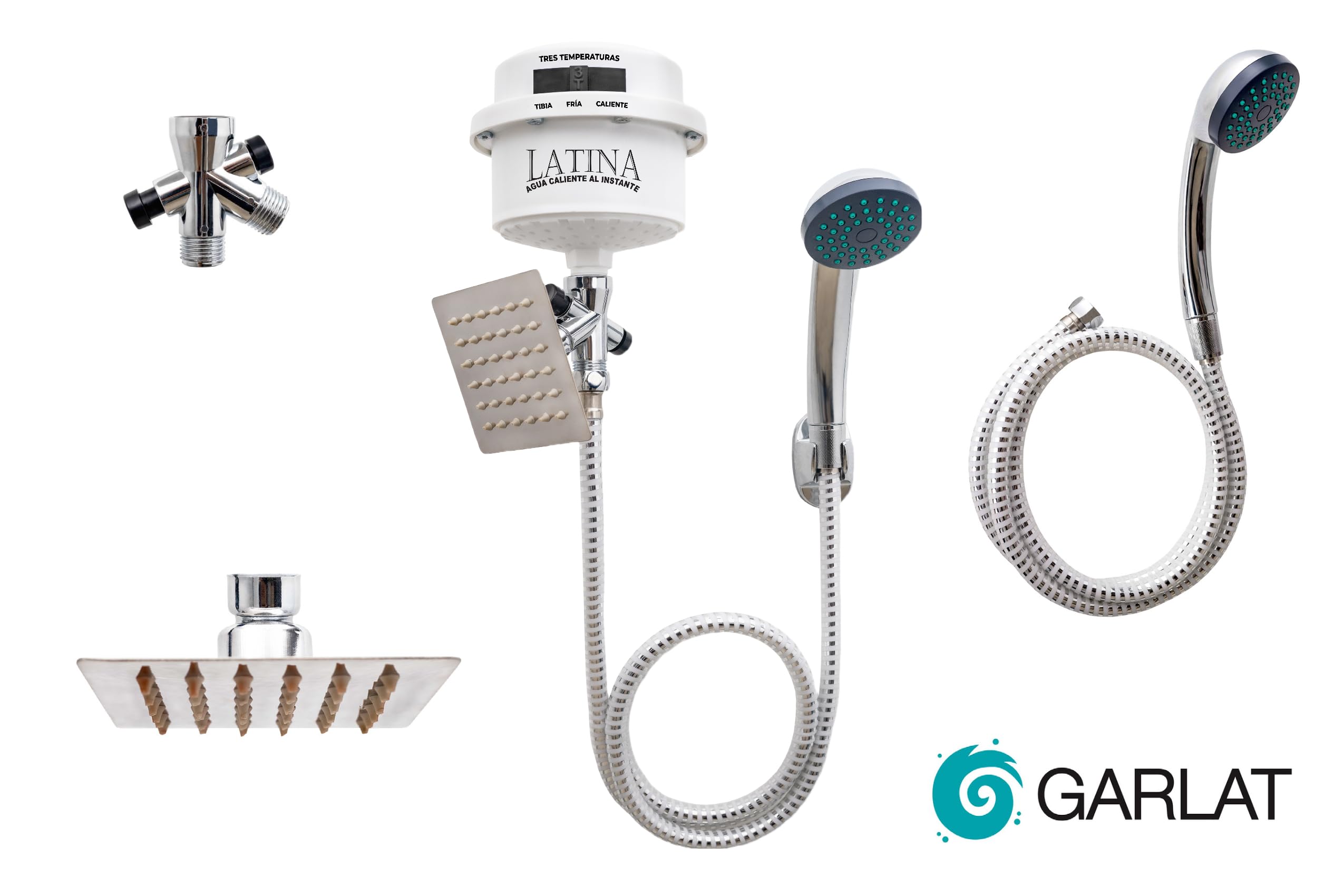 GARLAT LATINA Electric Instant Hot Water Shower Head Heater/Ducha Eléctrica 220V (LT13 220V)