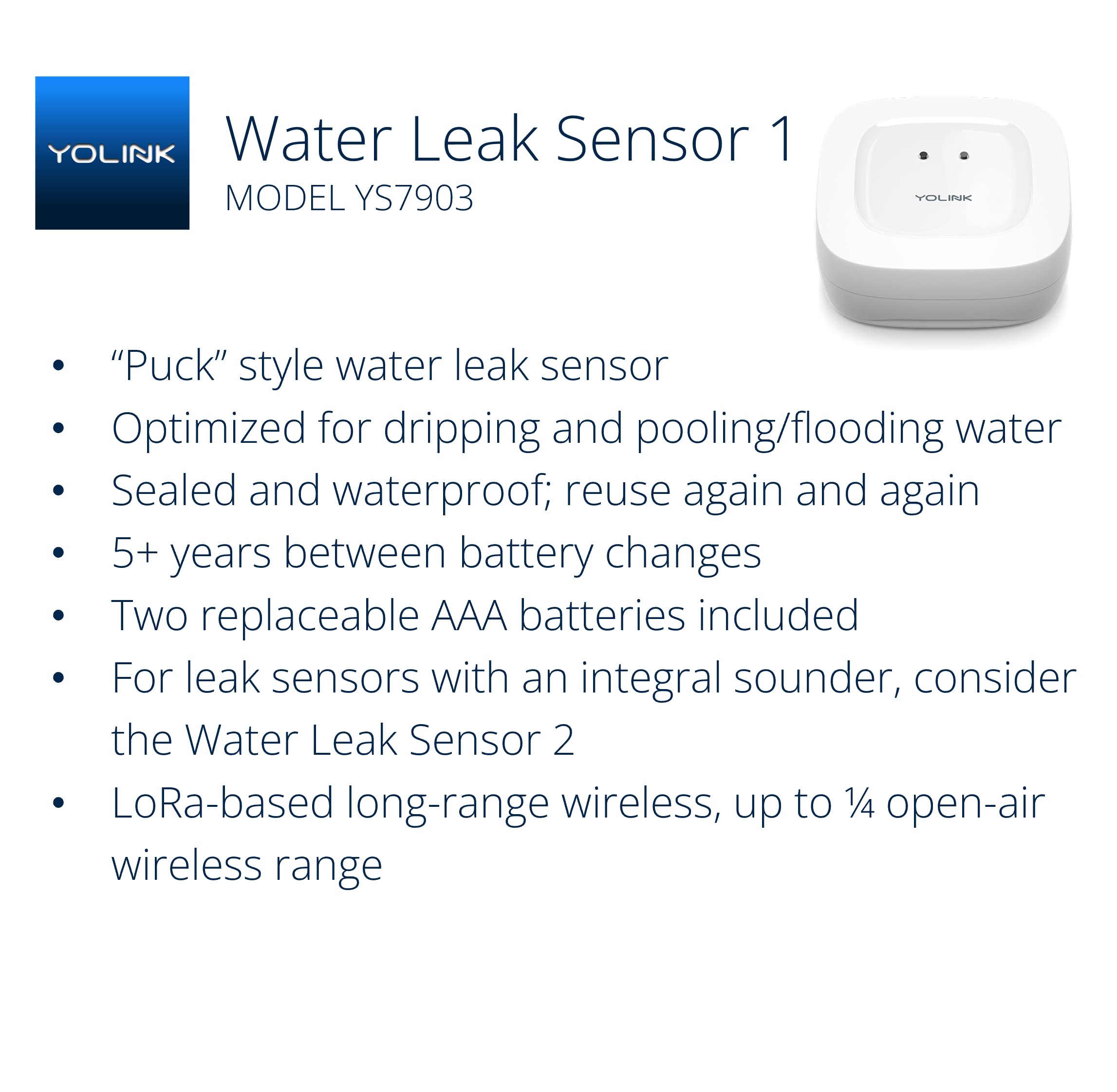 YoLink Water Leak Detection Starter Kit, w/SpeakerHub Audio/Talking Hub & Water Leak Sensors, LoRa Up to 1/4 Mile Open-Air Range, SMS/Text, Email & Push Notifications, w/Alexa, IFTTT, Home Assistant