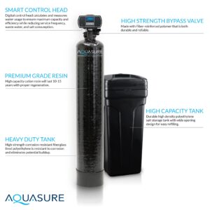 Aquasure 64,000 Grains Whole House Water Filter Bundle with Automatic Digital Metered Control Softener and 75 GPD RO Reverse Osmosis Drinking System | Removes Hardness | Ideal for 4-6+ bathrooms