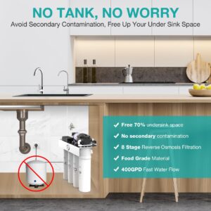 SimPure Alkaline UV Reverse Osmosis System, NSF/ANSI 58 Certified, Tankless RO Water Filter System 400 GPD, pH+ Remineralization Water Filtration Under Sink, BPA Free, Built-in Pump