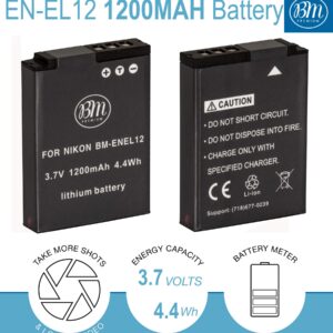 BM EN-EL12 Battery for Nikon Coolpix A1000, B600, W300, A900, AW100, AW110, AW120, AW130, S6300, S8100, S8200, S9050, S9200, S9300, S9400, S9500, S9700, S9900, P310, P330, P340, KeyMission 170, 360