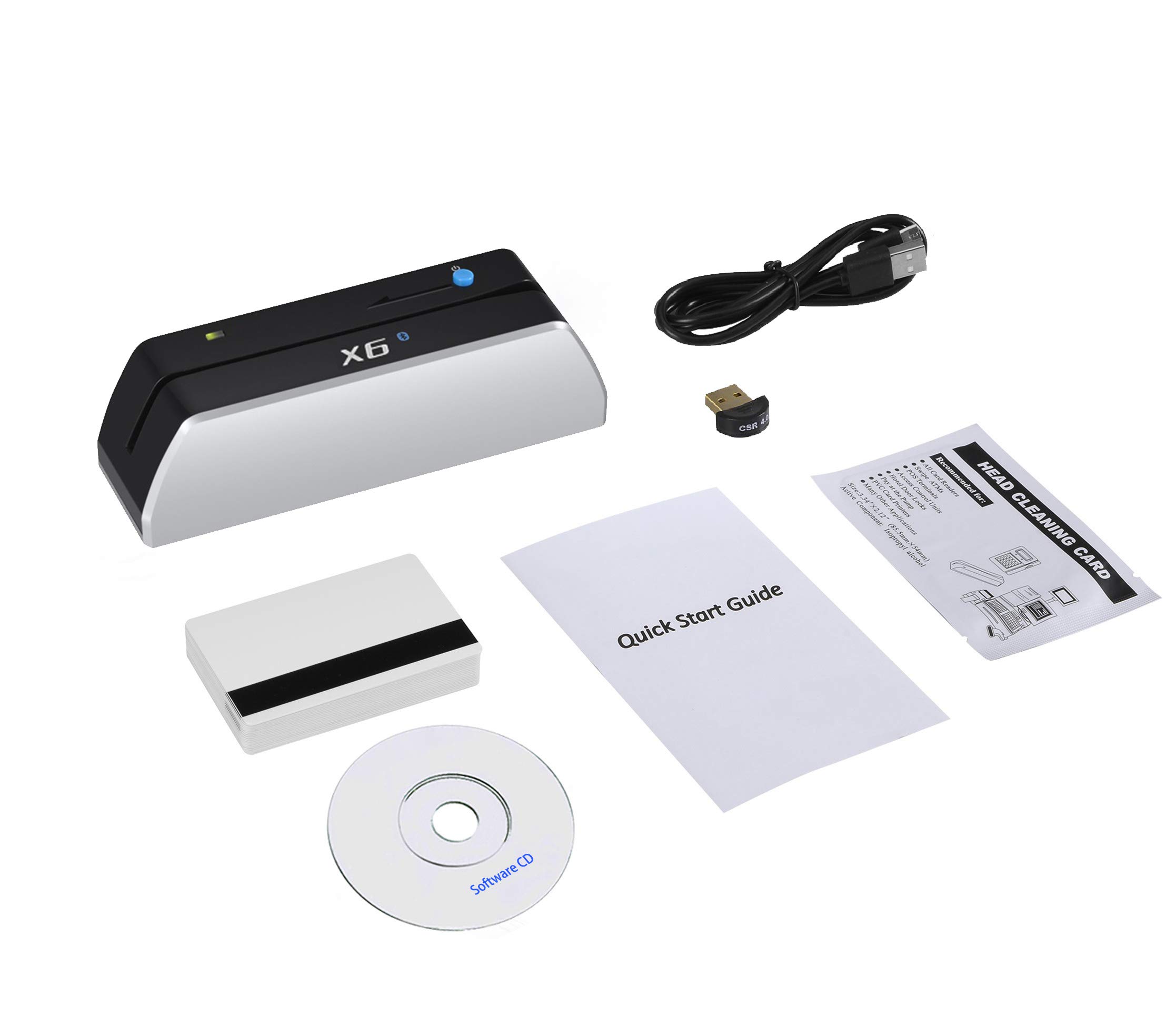 3 Track Bluetooth X6BT VIP Card Reader Writer Encoder POS Strip Card Swipe Reader