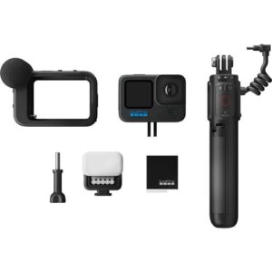 GoPro HERO12 Black Creator Edition - includes Volta (Battery Grip, Tripod, Remote), Media Mod, Light Mod, Enduro Battery - Waterproof Action Camera + 64GB Card & 50 Piece Accessory Kit - Bundle