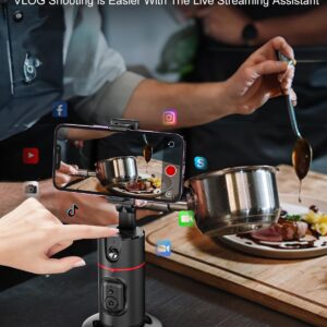 KOSCHEAL Auto Face Tracking Tripod, 360° Rotation with Stand,No App,Body Phone Tracking Tripod with Two Selfie Light,Gesture Control Smart Shooting Camera Mount for Live Vlog Streaming Video Tiktok