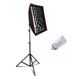 limostudio 20 x 28 inch soft box reflector, lighting diffuser with 85w photographic lighting bulb and light stand tripod, honeycomb grid and white cover diffuser, photo video studio, agg2608
