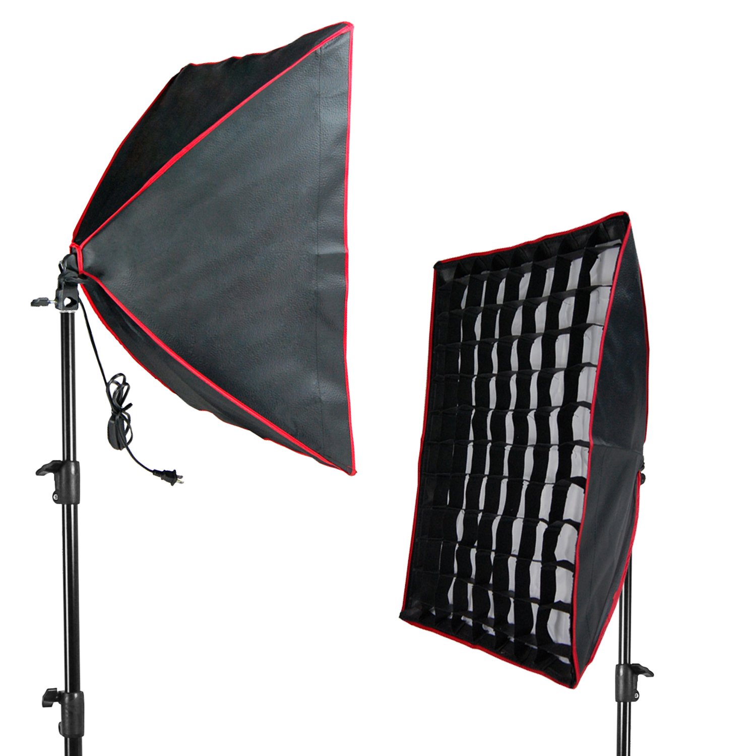 LimoStudio 20 x 28 inch Soft Box Reflector, Lighting Diffuser with 85W Photographic Lighting Bulb and Light Stand Tripod, Honeycomb Grid and White Cover Diffuser, Photo Video Studio, AGG2608