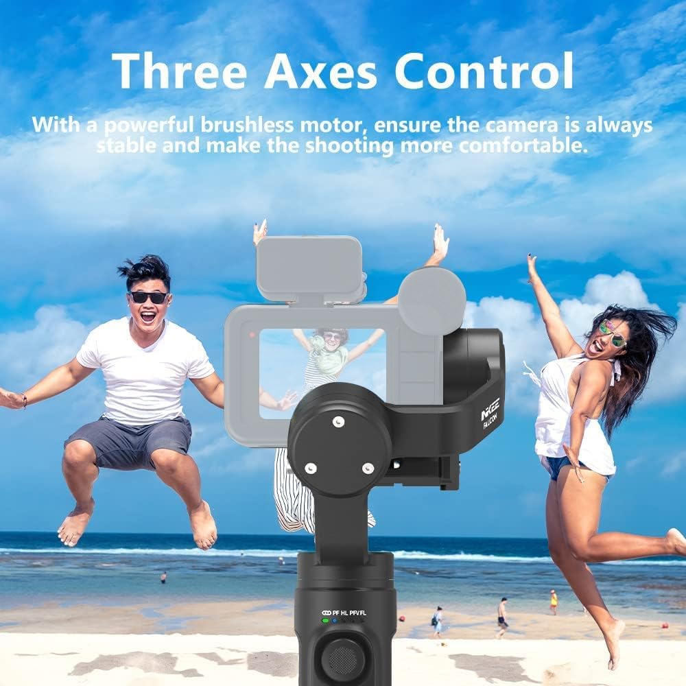 INKEE Falcon Plus Action Cameras Gimbal Stabilizer, 9H Battery Life Wireless Control USB-C Universal Charging Compatible with GoPro 10/9/8/7/6/5 Osmo Action Insta 360, GoPro Media Mode