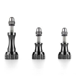 tnp for gopro thumb screw set (black) - aluminum alloy thumbscrew knob bolt kit for gopro hero 9 8 7 6 5 4 3+ 3 2, for gopro hero session, sjcam osmo hd action cameras - 3pcs 1x long screws + 2x short