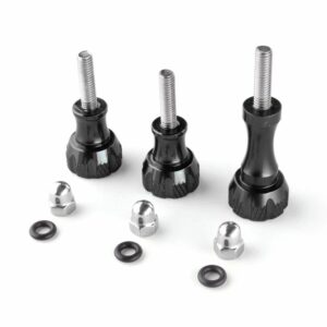 TNP For GoPro Thumb Screw Set (Black) - Aluminum Alloy Thumbscrew Knob Bolt Kit for GoPro Hero 9 8 7 6 5 4 3+ 3 2, for GoPro Hero Session, SJCAM Osmo HD Action Cameras - 3pcs 1x Long Screws + 2x Short