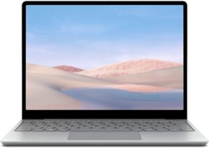 microsoft surface laptop go 12.4" touchscreen laptop pc, intel quad-core i5-1035g1, 4gb ram, 64gb emmc, webcam, win 10 pro, bluetooth, online class ready - platinum (renewed)