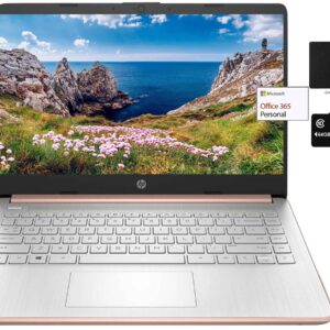 Newest HP 14in Thin Light Laptop, Intel 2-Core N4020, 8GB RAM, 128GB Storage(64GB eMMC+ Micro SD),1Yr Office, Win 10 Bundle with GaPi Mousepad (Rose Gold)