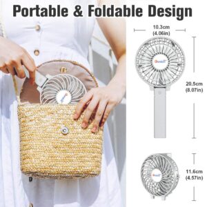 VersionTECH. Mini Portable Fan, USB Battery Operated Desk Fan, Small Personal Handheld Table Fan with USB Rechargeable Cooling Folding Electric Fan for Travel Office Room Household White