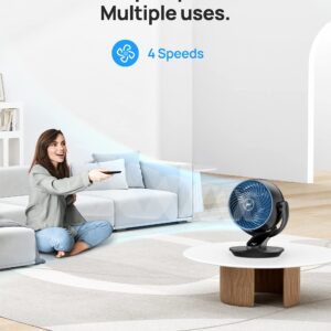 Dreo Fan for Whole Room, 70ft Powerful Airflow, 13 Inch Quiet Oscillating Table Fans with Remote, Air Circulator Fan for Bedroom, 120° Adjustable Tilt, 4 Speeds, 8H Timer, Home,Office